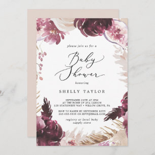 Invitation Boho Pampas Baby shower en herbe