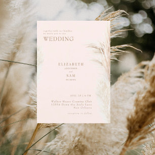Invitation Boho Pampas Blush avec Mariage