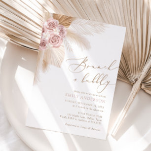 Invitation Boho Pampas Brunch Grass Brunch et Fête des mariée