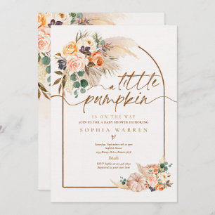 Invitation Boho Pampas Citrouille Baby shower en herbe Terrac