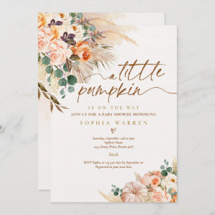 Invitation Boho Pampas Citrouille Baby shower en herbe Terrac