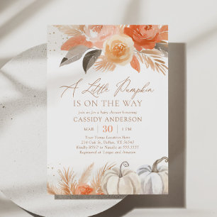Invitation Boho Pampas Citrouille d'automne  d'herbe Baby sho