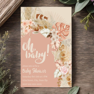 Invitation Boho Pampas Douche Florale