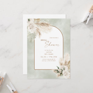 Invitation Boho Pampas Gold Sage Bride