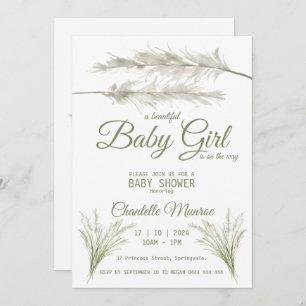 Invitation Boho Pampas Grass Baby shower bohème moderne