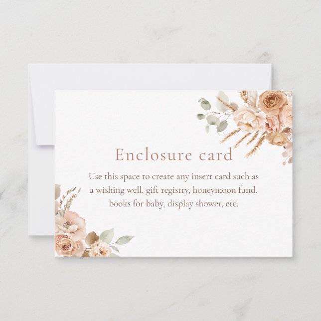 Invitation Boho Pampas Grass Baby Shower Enclosure Card (Devant)