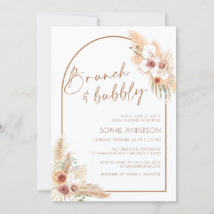 Invitation Boho Pampas Grass Brunch & Bubbly Fête des mariées
