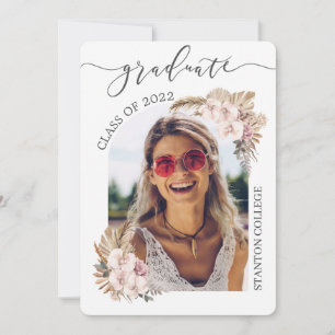 Invitation Boho Pampas Grass Floral Arch Graduation 