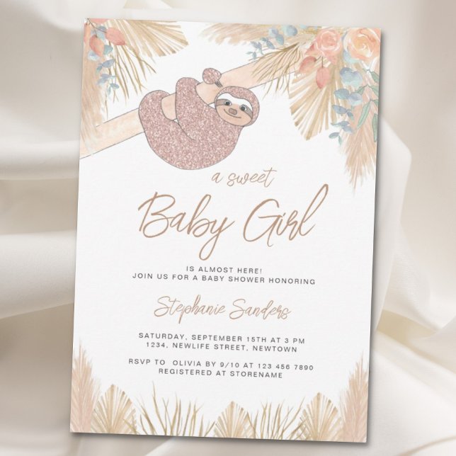 Invitation Boho Pampas Grass Girl's Baby shower (Créateur téléchargé)