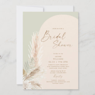 Invitation Boho Pampas Grass Or Géométrique Sage Bride