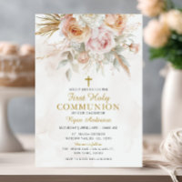 Boho Pampas Grass Première Communion Sainte