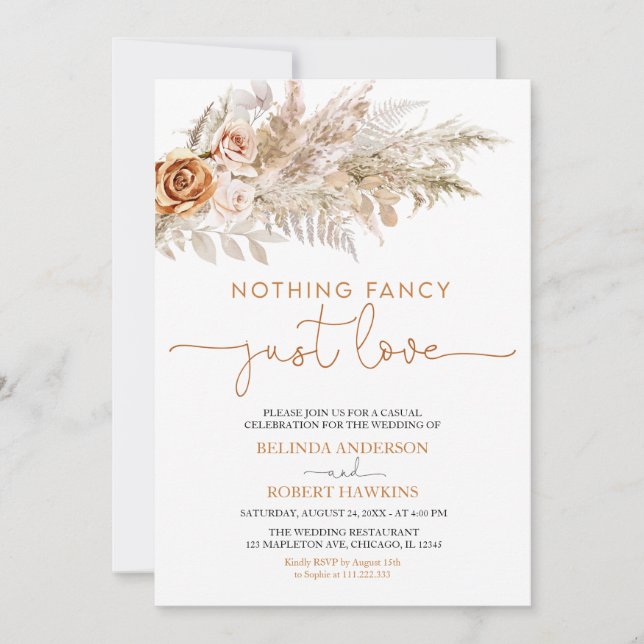 Invitation Boho Pampas Grass Rien de fantaisie Juste Amour Ma (Devant)