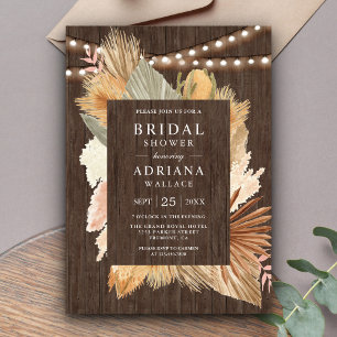 Invitation Boho Pampas Grass séché Palm Fête des mariées en b