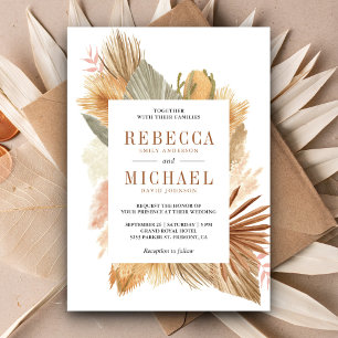 Invitation Boho Pampas Grass séché Palm Feuille Mariage
