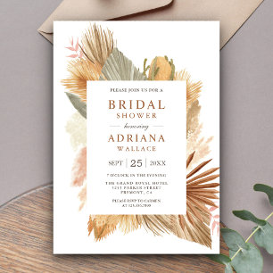 Invitation Boho Pampas Grass séché Palm Feuilles Fête des mar
