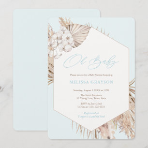 Invitation Boho Pampas Grass séché Palms Baby shower garçon
