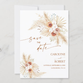 Invitation Boho Pampas Grass Terracotta Enregistrer La Date
