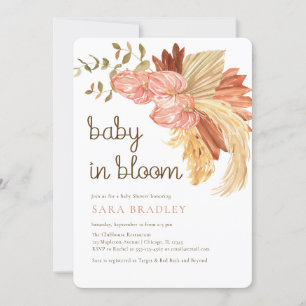Invitation boho pampas herbe eucalyptus anthurium Baby shower