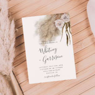 Invitation Boho Pampas Mariage botanique en herbe