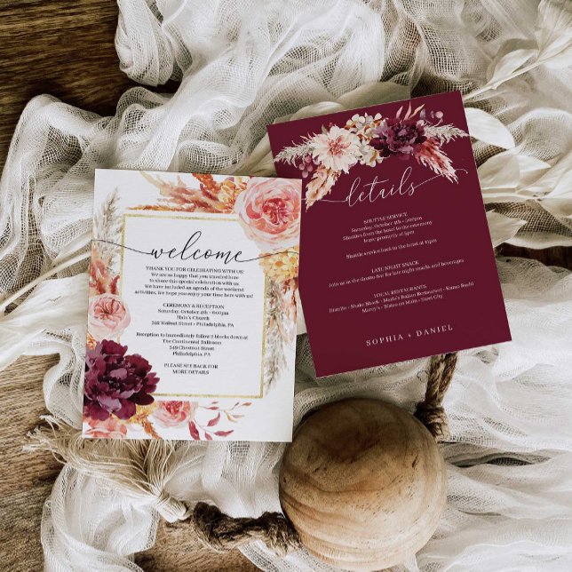Invitation Boho Pampas Mariage en herbe accueil (Créateur téléchargé)