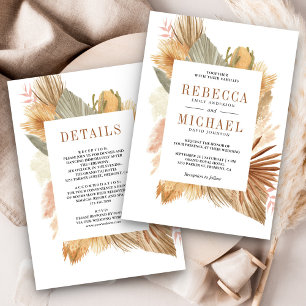 Invitation Boho Pampas Palmier Séché Tout en Un Mariage