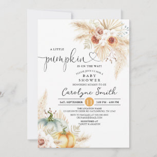 Invitation Boho Pampas Petit Baby shower Citrouille