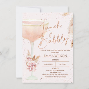 Invitation Boho Pampas Rose Gold Lunch Fête des mariées Bubbl