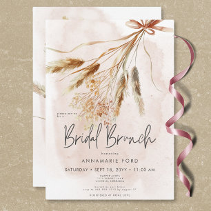 Invitation Boho Pampas rustique & Bouquet séché Brunch nuptia