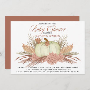 Invitation Boho Pampas rustique Grass  Baby shower fille Citr