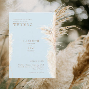 Invitation Boho Pampas Sky Blue avec Mariage