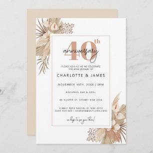 Invitation Boho Pampass Herbe 40e anniversaire mariage