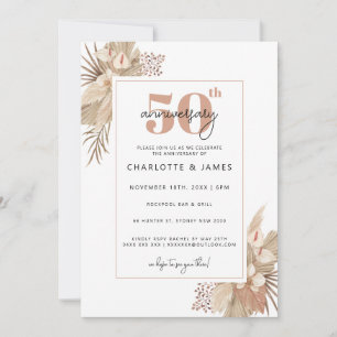 Invitation Boho Pampass Herbe 50e anniversaire mariage