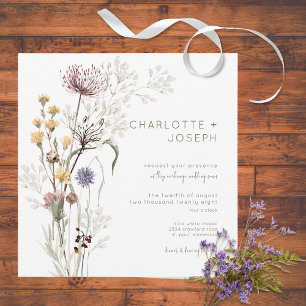 Invitation Boho Pastel Fleur sauvage Moderne Floral