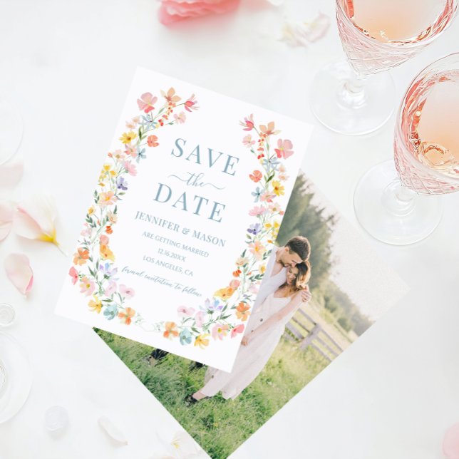 Invitation Boho Pastel Fleurs de prairie Enregistrer La Date  (Créateur téléchargé)