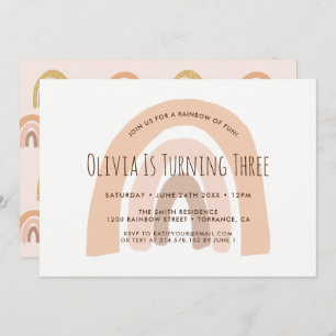 Invitation Boho Pastel Rainbow 3e anniversaire