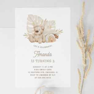 Invitation Boho pastel Teddy ours jouet. Anniversaire de enfa