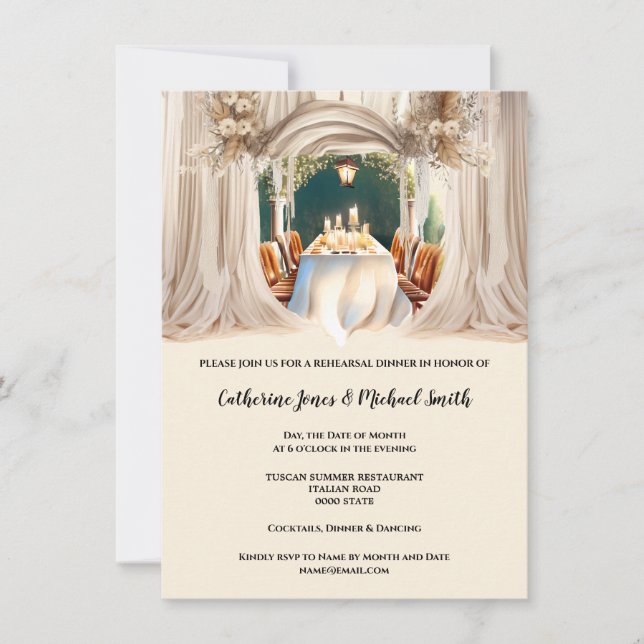 Invitation Boho pays aquarelle table à manger floral chic (Devant)