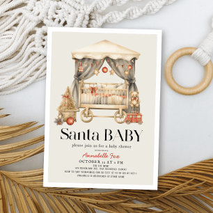 Invitation Boho Père Noël Baby Christmas Baby shower bébé de