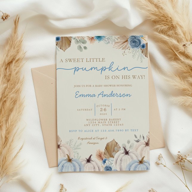 Invitation Boho Petit Citrouille Invitation, Automne Bébé Gar (Créateur téléchargé)