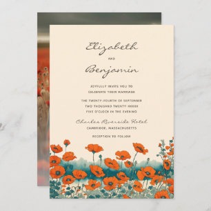 Invitation Boho Photo Floral Fleur sauvage Mariage