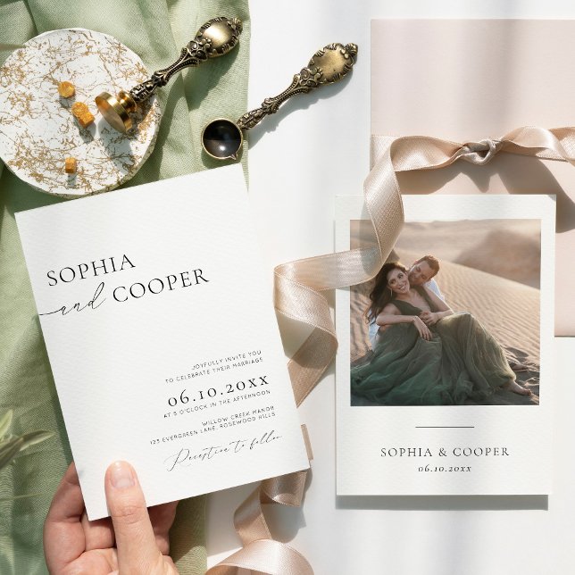 Invitation Boho Photo Moderne Minimaliste Mariage (Créateur téléchargé)