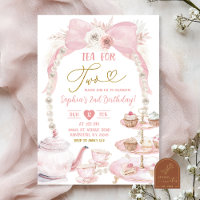 Boho Pink Bow Pearl Thé pour deux Anniversaire