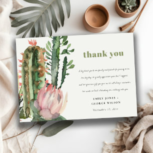 INVITATION BOHO PINK FLORAL CACTI FOLIAGE MARIAGE MERCI