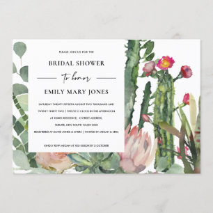 INVITATION BOHO PINK FLORAL CACTUS FOLIAGE FÊTE DES MARIÉES