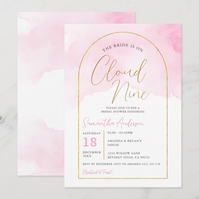 Invitation Boho Pink La mariée est sur neuf Fêtes des mariées (Devant / Derrière)