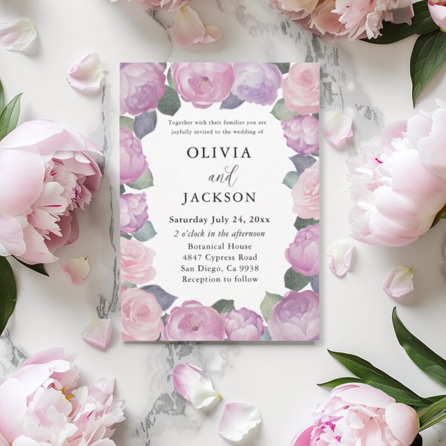 Invitation Boho Pink & Purple Floral Wedding (Créateur téléchargé)