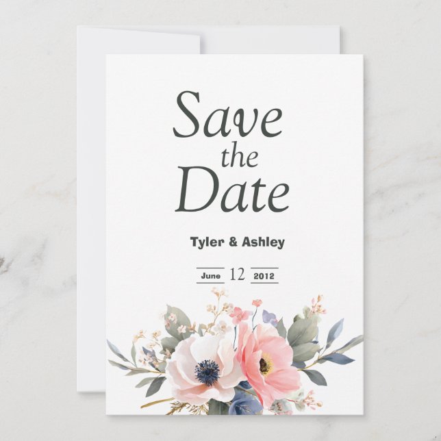 Invitation Boho Pink & Red Rose Elegant Wedding  (Devant)