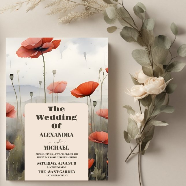 Invitation Boho Poppy Fleur sauvage Mariage botanique (Créateur téléchargé)