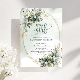 Invitation Boho Poussiéreux Feuilles d'Eucalyptus Vert C'est 