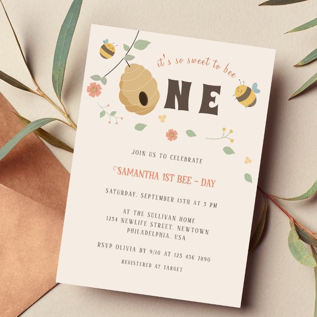 Invitation Boho Premier jour d'abeille 1er anniversaire d'abe (Créateur téléchargé)